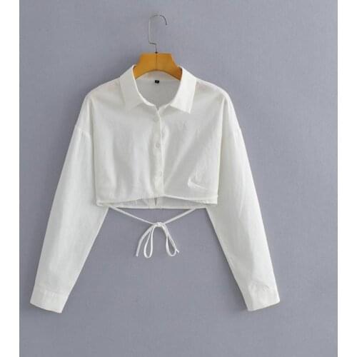 2021 New Spring Summer Women Female Sexy Polyester Shirt Brand Blouse Outwear