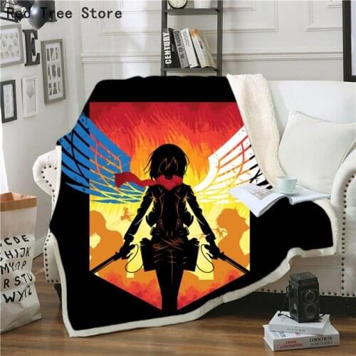 Adults Kids Gift Fleece Blanket Attack on Titan 3D Printed for Beds Thick Quilt Fashion Bedspread Sofa Car Sherpa Throw Cover