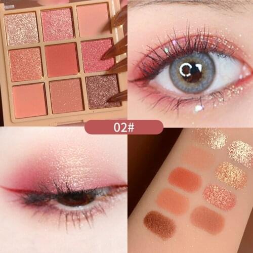 Nine-color Eyeshadow Palette Flashing Snowflake Earth Color Glitter Pearl Sequin Matte Long-lasting Eye Makeup TSLM1