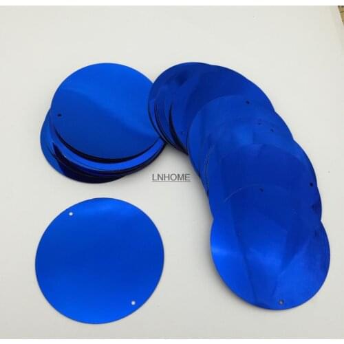 60pcs Large Round Sequins 50mm PVC Flat Paillette For Crafts Wedding Decoration 2 Side Holes Dark Blue Confetti Spangles