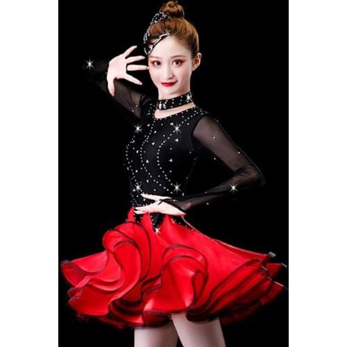 Embroidery Latin dance competition dress Rhinestone samba/tango costumes Women stage