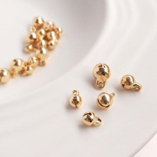 5-8MM Color Retention Real Gold Plated Copper Bell Charm Pendants DIY Findings Jewelry Accessories