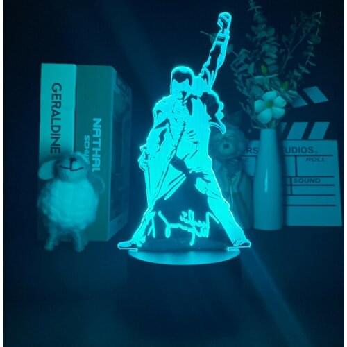 Queen Freddie Mercury 3D Night Light Home Bluetooth Speaker Bedroom Decor Bedside Table Book Lamp LED Fans Around Creative Gift