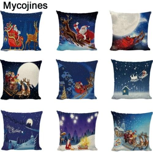 Christmas Decoration Throw Pillowcover Santa 45*45cm Farmhouse Family Living Room Cojines Decorativos Para Sofa Decor Pillowcase