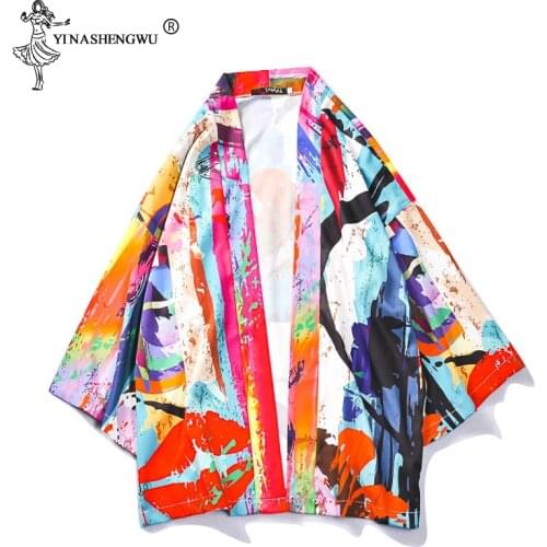 Japanese Traditional Kimono Yukata Robe Women Japan Kimonos Cardigan Men Kimono Femme Loose Thin Coat Unisex Kimono Cosplay Tops