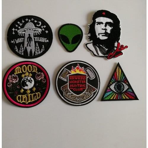 UFO Cat Heart Embroidered Iron On Patches For Clothing Badge Fabric Transfers Applique Stickers For Clothes Jeans Decoration