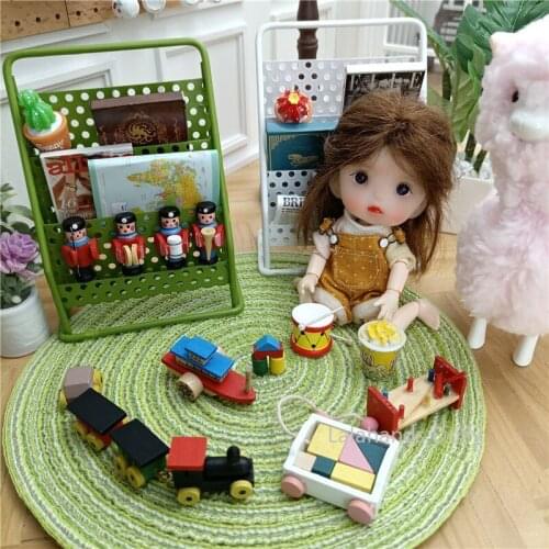 1:12 OB11 Dollhouse Miniature Accessories Cute Iron Art Bookshelf Shelving Miniature Model Ornaments