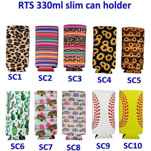 1PC Neoprene Slim Beer Can Cooler Tall Stubby Holder Foldable Stubby Holders Beer Cooler Bags Fits 12oz Slim Energy Drink & Beer
