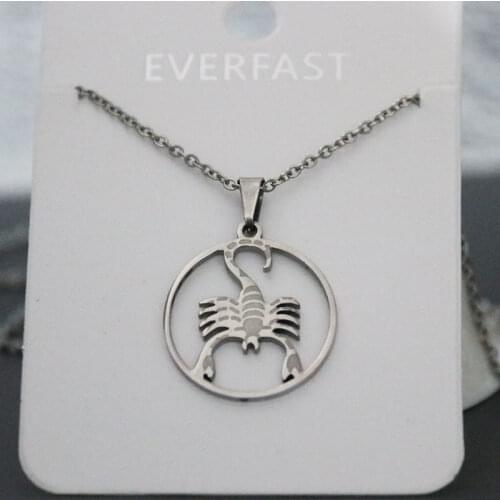 Everfast 1pc Punk Scorpion Pendant Necklaces Stainless Steel Charms Insect Necklace Women Memory Jewelry
