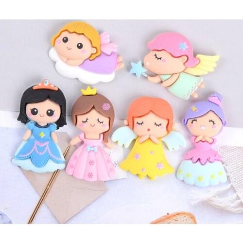 10Pcs Flatback Flat Back Resin Cabochon Kawaii DIY Phone angel Princess Cartoon Craft Decoration For Hair Bow Accessory Gifts