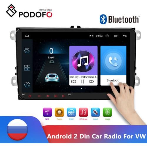 Podofo 2 Din Car Radio Player 9'' Player MP5 Touch Screen Multimedia Player GPS WIFI Multimedia For VW GOLF POLO TOURAN Skoda