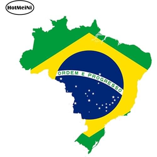 HotMeiNi Car Styling Brazil Map Flag Car Sticker Silhouette for Bumper Helmet Fridge Laptop Door Waterproof Accessories 13x13cm
