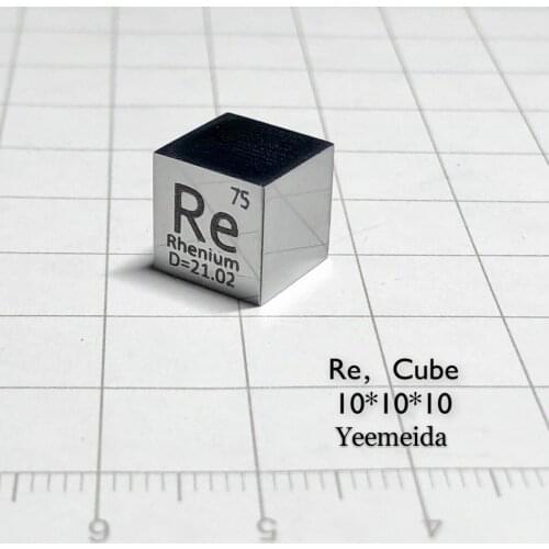 Free shipping rhenium 10mm 9999 pure metal density cube Re mirror polished element periodic table ingot / pellet for research