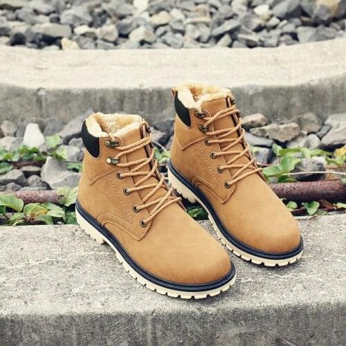 Classic Casual Men Boots Winter Breathable Comfortable Lace-up Couple Ankle Boots Yellow Tooling Boots Men Combat Boots