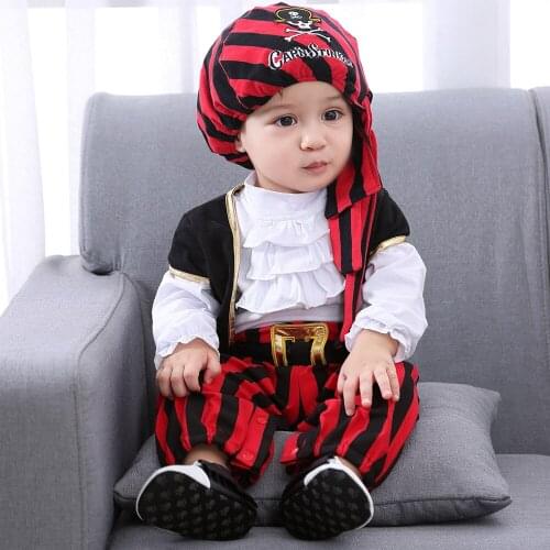 Pirate Halloween Costume Cos Child Baby Kids Suit Role-playing Unisex Party Performance Long Sleeve Autumn Clothing Jumpsuits