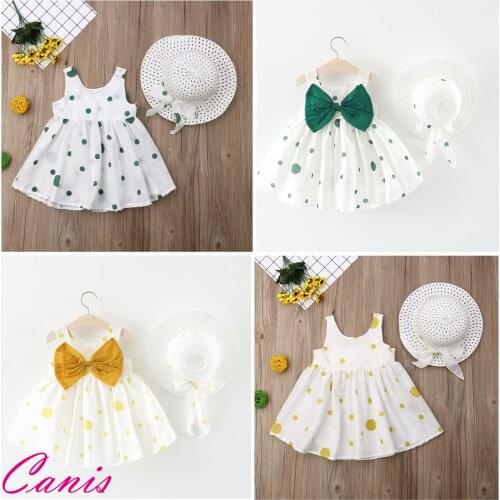 Toddler Kid Baby Girl Summer Bow Sleeveless Dress Princess Party Wedding Polka Dot Tutu Dresses