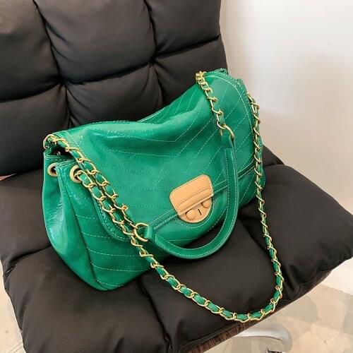 High-quality Designer Luxury Women Leather Handbags Green Chains Crossbody Bags Brand Shoulder Bag Female Sac Flap Messenger Bag