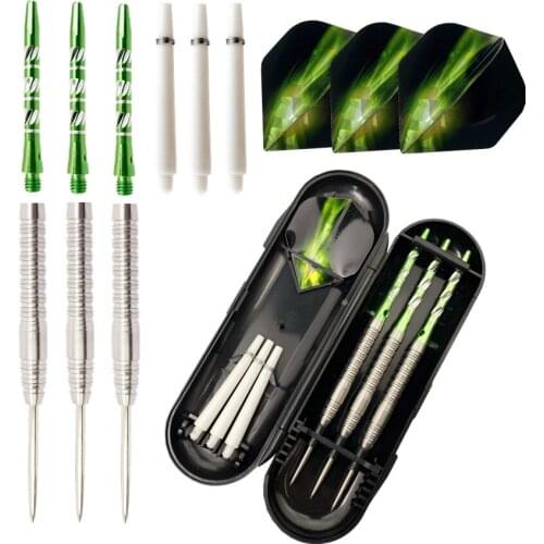 3 Pieces Of High Quality 23.5g Steel Tip Darts Tungsten Steel Barrel Green Aluminum Dart Shaft Flight Professional Hard Dart