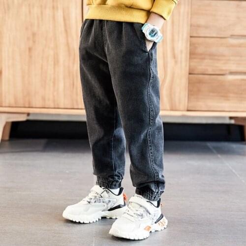 2020 Autumn Winter New Boys Jeans 4-10 Years Toddler Boys Casual Loose Velvet Denim Pants Kids Korean Jeans Baby Warm Trousers