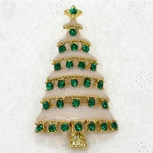 Enamel Rhinestone Christmas Tree brooch Christmas gift Pin brooches C820 M2