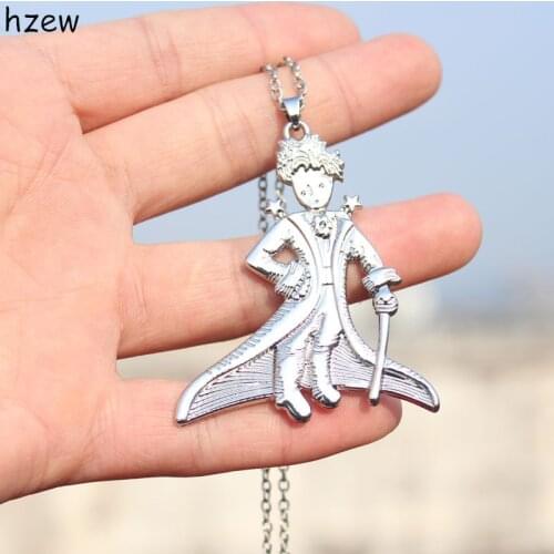Hzew cute necklaces wear dress prince Cute little prince pendant necklace