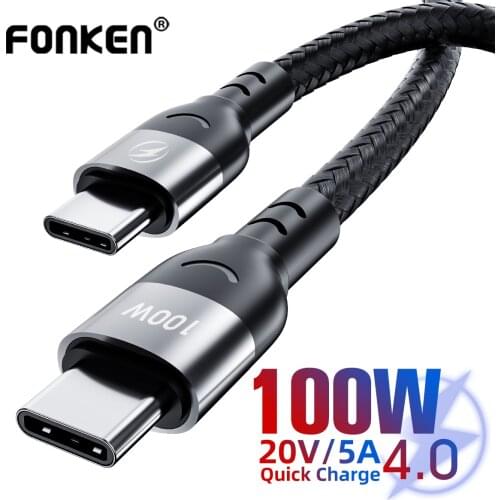 FONKEN Usb C To Usb C Cable 100W Phone Pd Charger Type C Cable for Macbook Pro Air Power Quick Charging Cord Usbc Laptop Wire