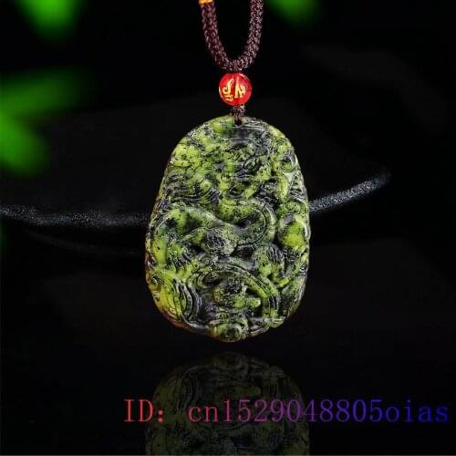 Green Jade Dragon Pendant Accessories Fashion Gemstone Jewelry Gift Necklace Women Charm Natural Amulet Chinese Carved