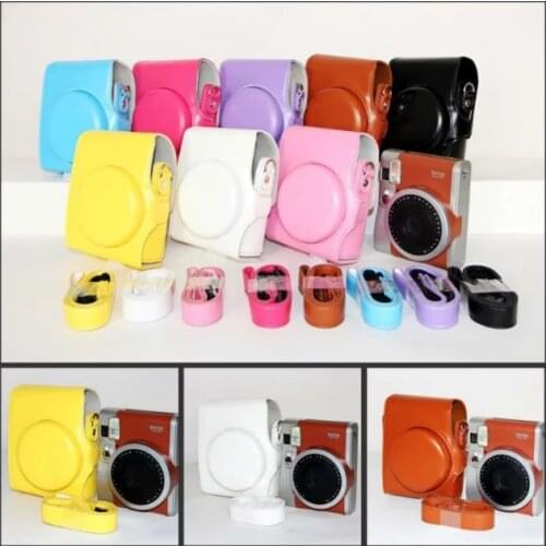 Hot-sale High Quality Camera Shoulder Bag Case & Strap PU Leather Brown Camera Case Bag Holder For Fuji FUJIFILM Instax Mini 90