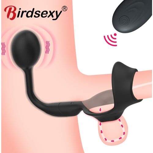 10 Speeds Vibrating Ring Male Cock G Spot Prostate Massager Masturbator Dildo Butt Plug Anus Butt Plug Adult Sex Toys For Men