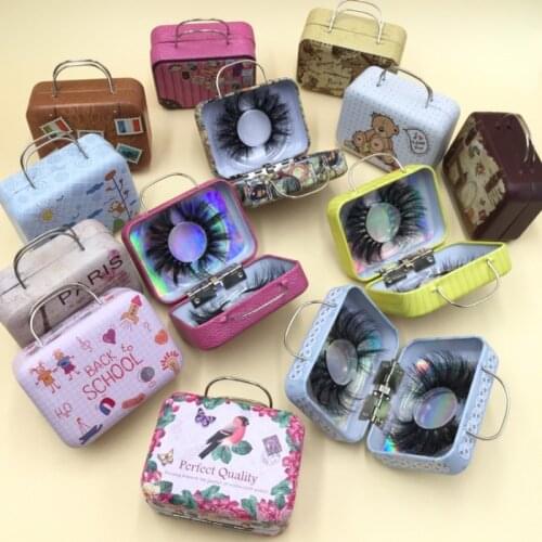 Cute Travel Suitcases for Eyelashes 25mm 6Pairs in 3Boxes 3D Mink Lashes Mixed Styles 2Pairs Lash Box
