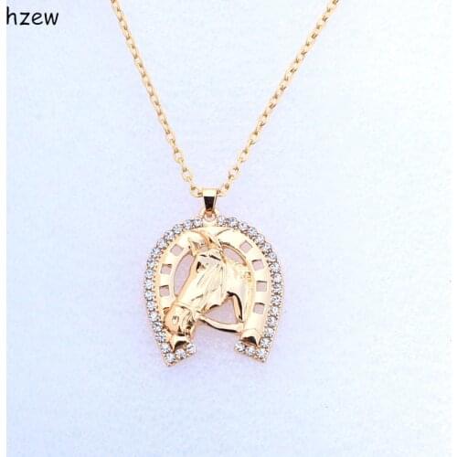 Hzew fashion Crystal Horseshoe Necklace Horse Brand Necklaces Womens Fashion Jewelry gift pendant Necklace
