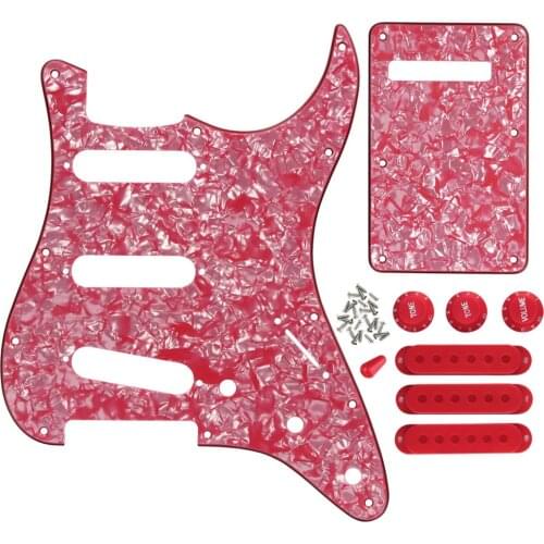 Set of 11 Holes SSS Guitar Pickguard Back Plate 48/50/52mm Pickup Cover 2T1V Knobs Switch Tip Screws for Strat Guitar