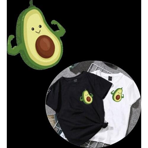Avocado Cloth Patch Stickers for Kids Cartoon Fruit Patches Iron-on Heat Transfers DIY Decoration Appliqued for Womens Top