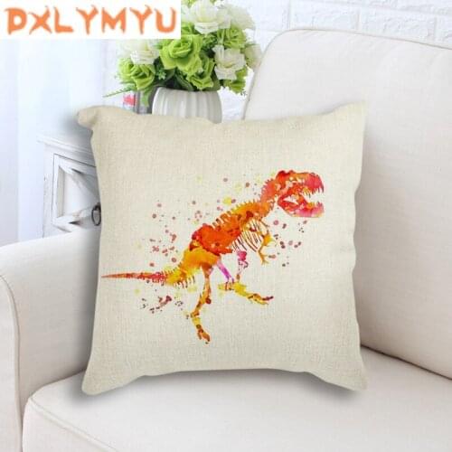 Cushion Cover Watercolor Animals Pillowcase Zebra Dinosaur Linen Pillow Covers Printed Throw Pillows Case Decorative Sofa