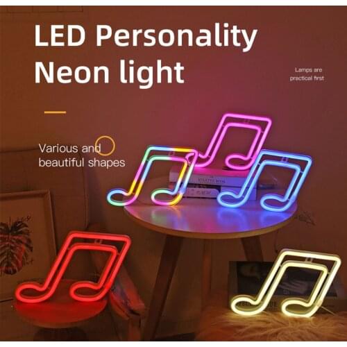 Musical Note Neon LED Neon Light Music Note Neon Lights USB Or Battery For Party Nightlight Concert Wall Lamp For Bedroom