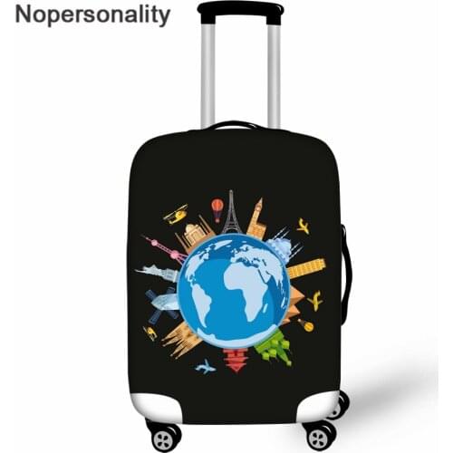 Nopersonality Thick Luggage Cover Travel Around the World Personalized Suitcase Protective Covers for 18-32 Inch Wheeled Trolley
