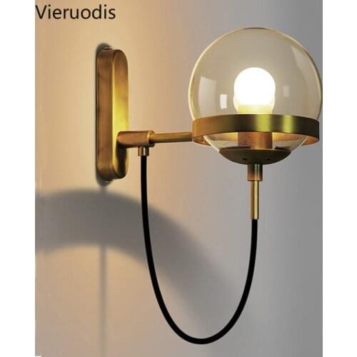 Nordic LED Wall Lamp Post Modern Retro Golden Wall Lights Staircase Corridor Living Room Bedside Lighting Fixtures Wall Sconces