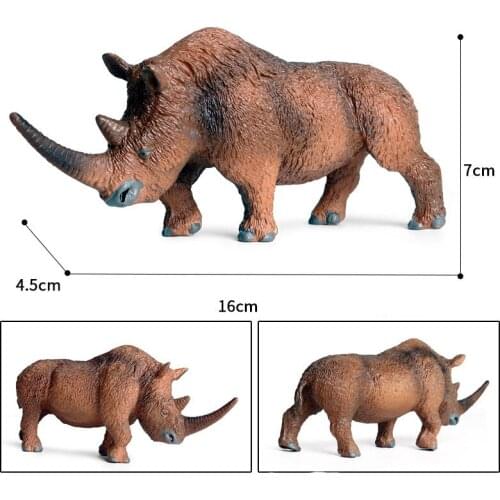 New Styles Original Wild Animals JZ Red Hair Rhinoceros Model Action Figurines Miniature Collection Toy For Kids