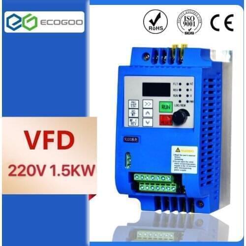 220V VFD 1.5kw 2.2kw Single phase inverter VFD 2hp3hp inverter Frequency Converter Variable Frequenc Drive Spindle Speed Control