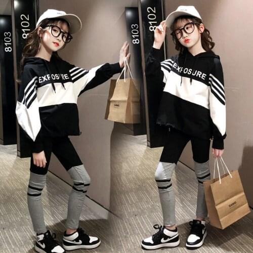 LZH 2021 Autumn Winter Teen Girls Clothes Set Hooded Sweatshirt+Pants 2pcs Outifts Kids Tracksuit Children Sport Suit 4-12 Years