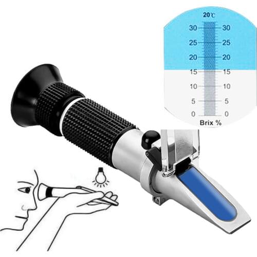 Handheld Brix Refractometer 0~32% Optical Sugar Food Beverages ATC Content Meter Tool Test 35%off
