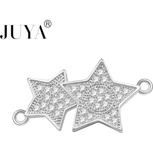 Luxury AAA Zircon Stars Charms Pendants Connectors For Jewelry Making Women Handmade Jewellery Findings Accessories DIY Craft
