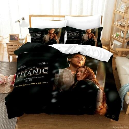 Romantic Titanic Jack and Rose 3D Printed Bedding Set Soft Duvet Cover Set Comforter Cover & Pillowcase Set Home Textile Gift