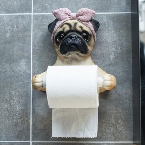 Cute cat and dog tissue holder toilet toilet toilet toilet non perforated bathroom wall hanging creative toilet roll holder