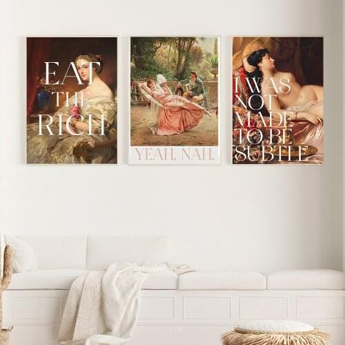 Nordic Canvas Painting Feminist Art Print I Was Not Made to Be Subtle Quote Poster Woman Portrait Wall Pictures for Living Room