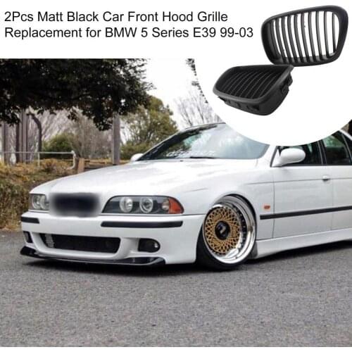 2Pcs Matt Black Car Front Hood Grille Replacement 51137005837 51137005838 for BMW 5 Series E39 99-03 bmw e39 Racing Grills