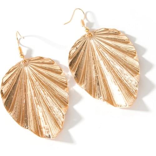 Bohemian Vintage Gold Sliver Metal Big Leaves Earrings For Women Retro Long Drop Earrings Party Fashion Jewelry Brincos