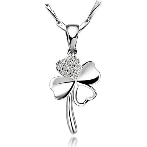 YSH New 100% 925 Sterling Silver lucky Clover Zircon Pendant Necklace 2020 Woman DIY fine Jewelry Mothers Day Gift Free Shipping