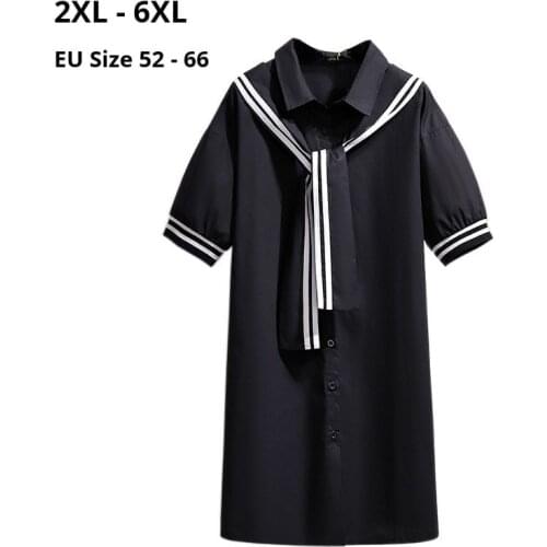 Plus Size 6XL 5XL 4XL 3XL 2XL Women Short Sleeves Dresses Femme Black White Slim Clothing Elegant Dress For Mujers