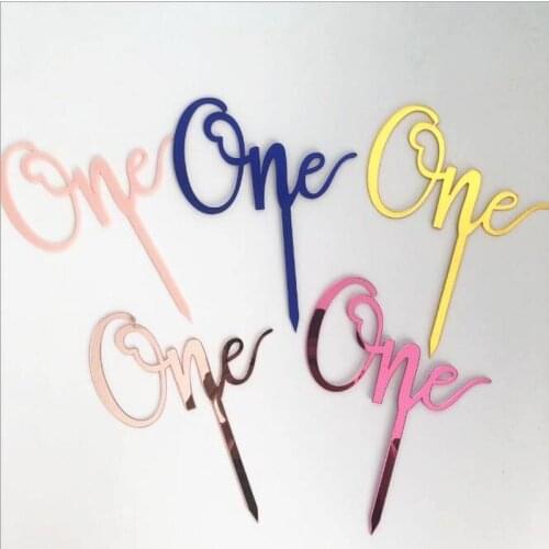 Gold Pink Acrylic "One" "Oh Baby" Cake Topper for Party Decoration Dessert Lovely Gifts